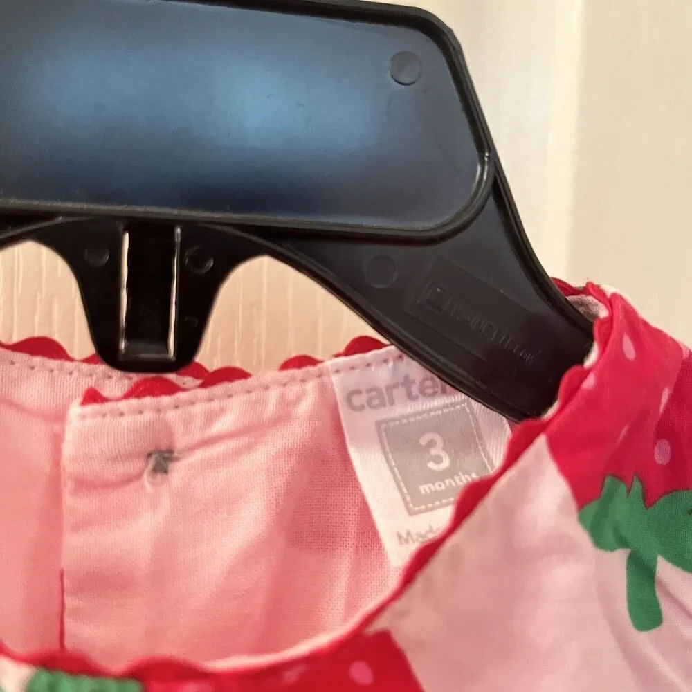 Carter's Pink Strawberry Dress Cotton Girls Size 3 Months